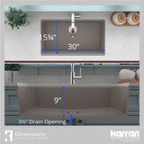 Karran 33" Undermount Quartz Composite Workstation Kitchen Sink with Accessories, Concrete, QUWS-875-CN