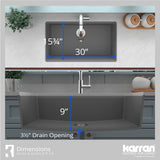 Karran 33" Undermount Quartz Composite Workstation Kitchen Sink with Accessories, Grey, QUWS-875-GR