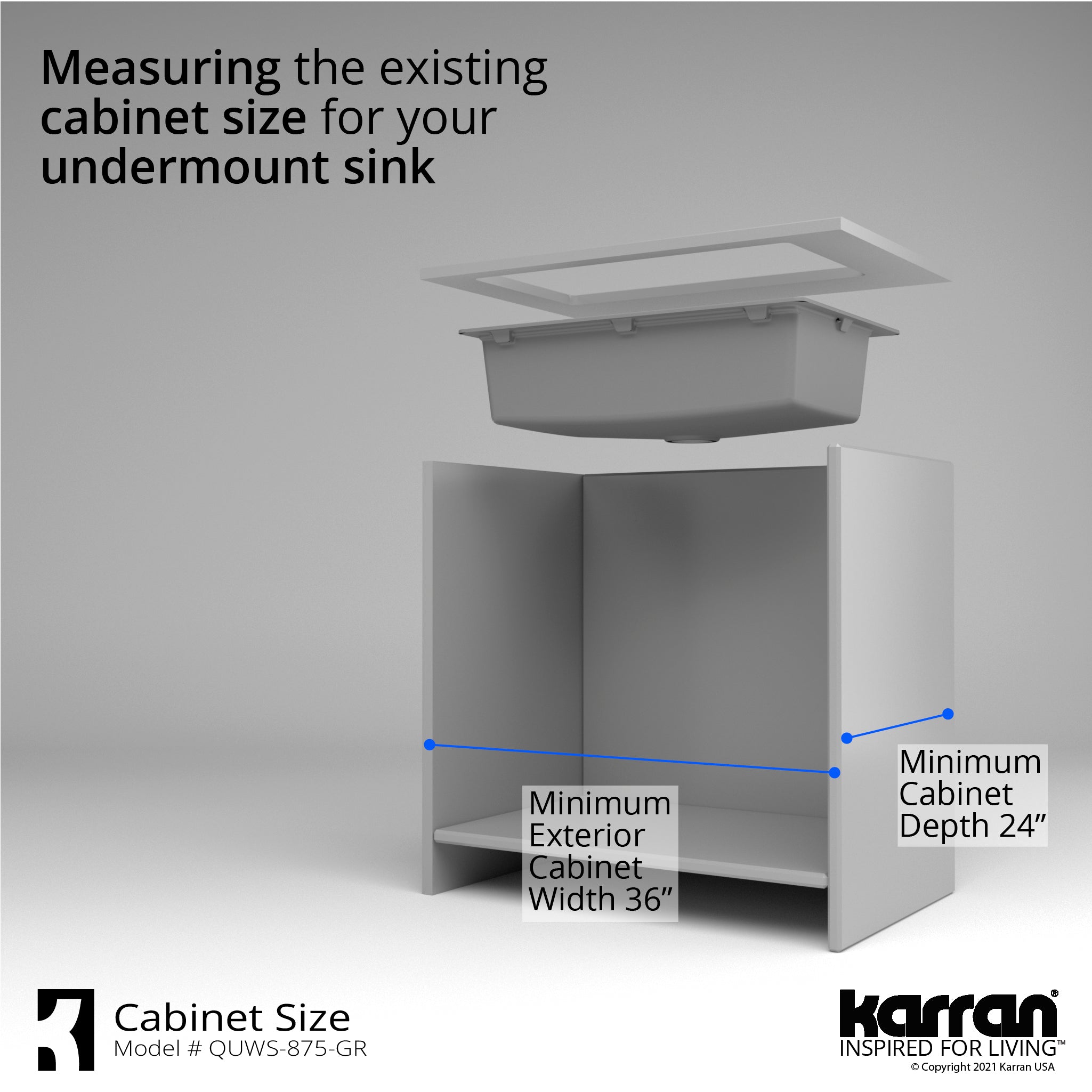 Karran 33" Undermount Quartz Composite Workstation Kitchen Sink with Accessories, Grey, QUWS-875-GR