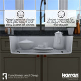 Karran 33" Undermount Quartz Composite Workstation Kitchen Sink with Accessories, White, QUWS-875-WH