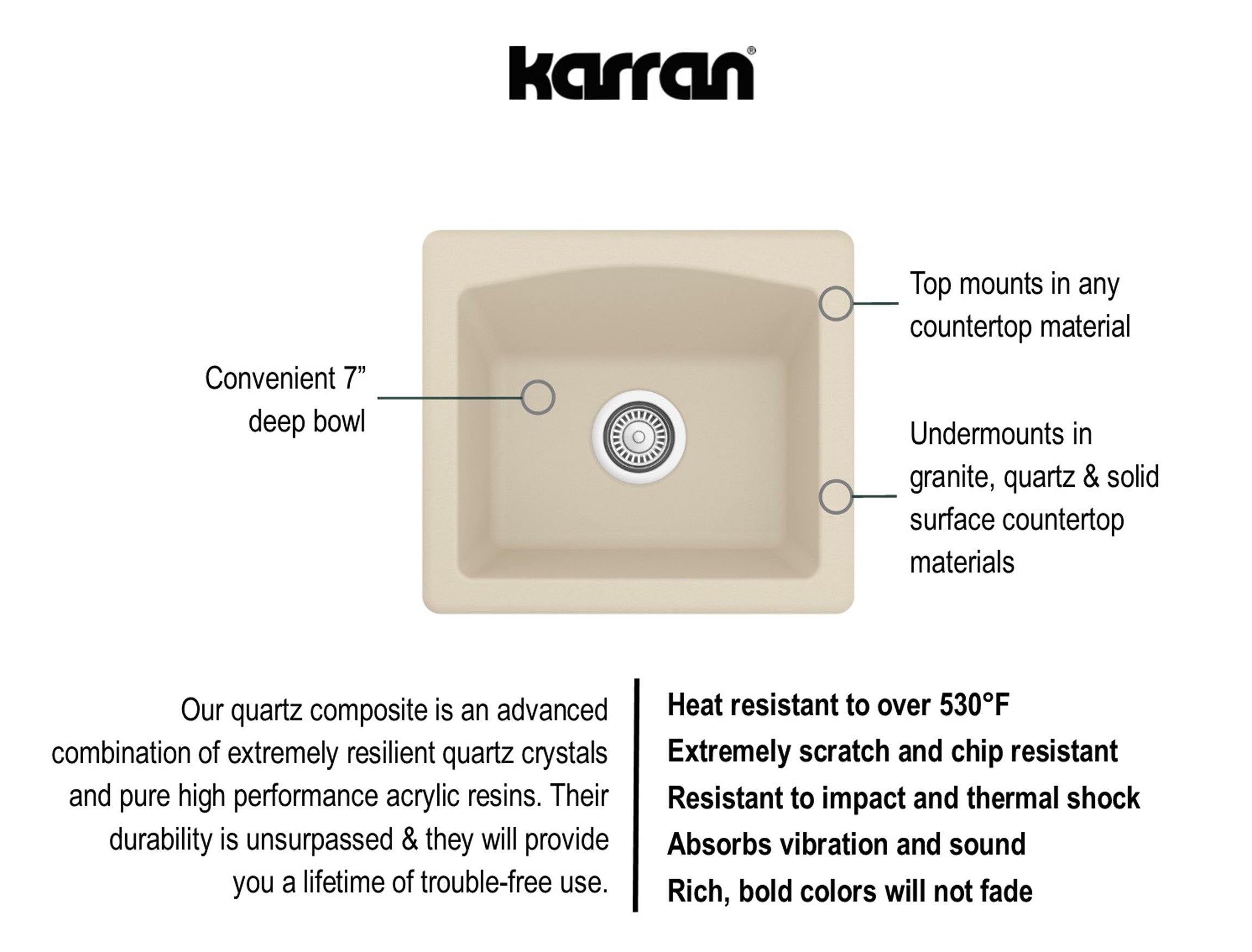 Karran 18" Quartz Bar/Prep Sink, Bisque, QX-680-BI
