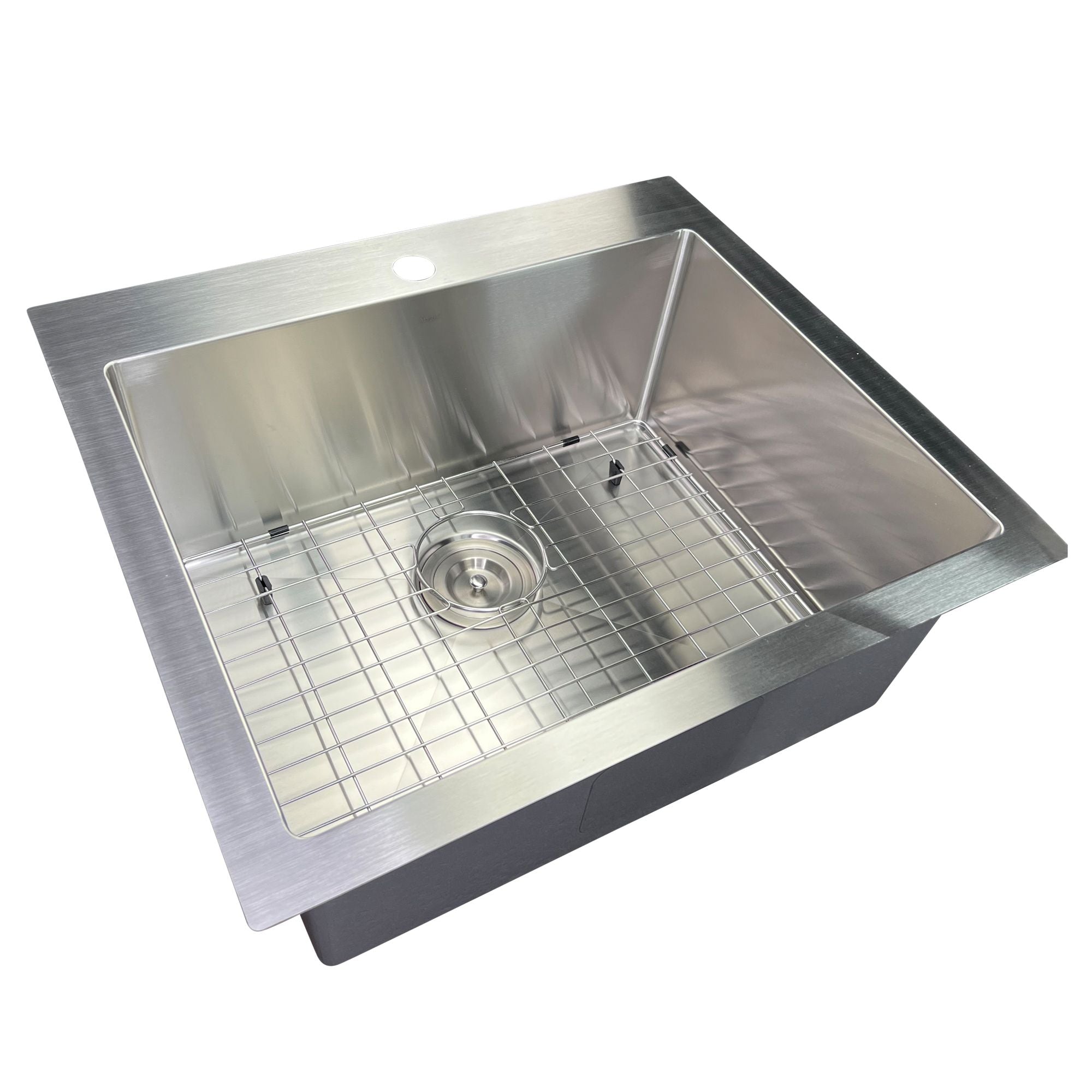 Nantucket Sinks Pro Series 25" Drop In/Topmount 304 Stainless Steel Kitchen Sink with Accessories, 16 Gauge, SR2522-16
