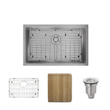 Rene 28" Stainless Steel Kitchen Sink, 16 Gauge, R1-1035S-16 - The Sink Boutique