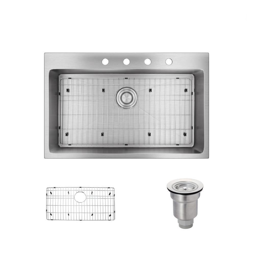 Rene 31" Stainless Steel Kitchen Sink, 18 Gauge, R1-2022S-18 - The Sink Boutique