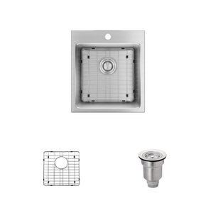 Alternate Image for Rene 17" Stainless Steel Kitchen Sink, 18 Gauge, R1-2038-18