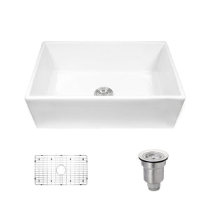 Alternate Image for Rene 30" Fireclay Farmhouse Sink, White, Smooth/Fluted, R10-3002-ST-B