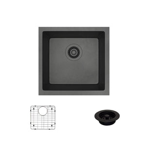 Alternate Image for Rene 18" Composite Granite Kitchen Sink, Carbon, R3-1003-CAR-ST-CGF