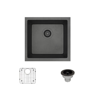 Alternate Image for Rene 18" Composite Granite Kitchen Sink, Carbon, R3-1003-CAR-ST-CGS