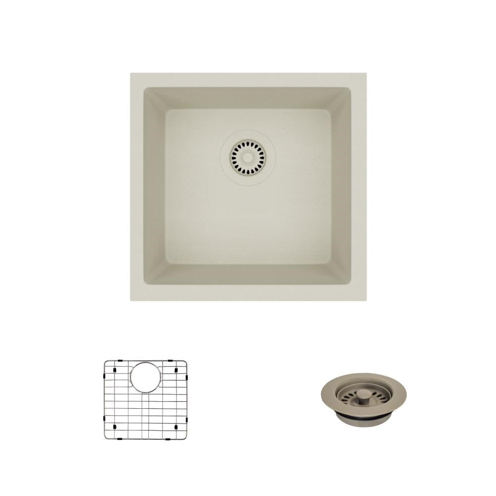 Rene 18" Composite Granite Kitchen Sink, Concrete, R3-1003-CON-ST-CGF - The Sink Boutique