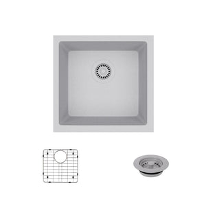 Alternate Image for Rene 18" Composite Granite Kitchen Sink, Pewter, R3-1003-PWT-ST-CGF