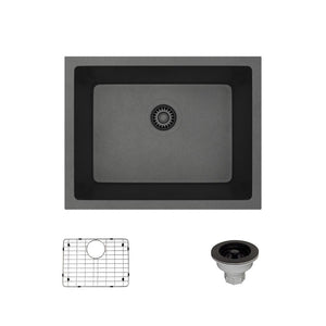 Alternate Image for Rene 22" Composite Granite Kitchen Sink, Carbon, R3-1004-CAR-ST-CGS