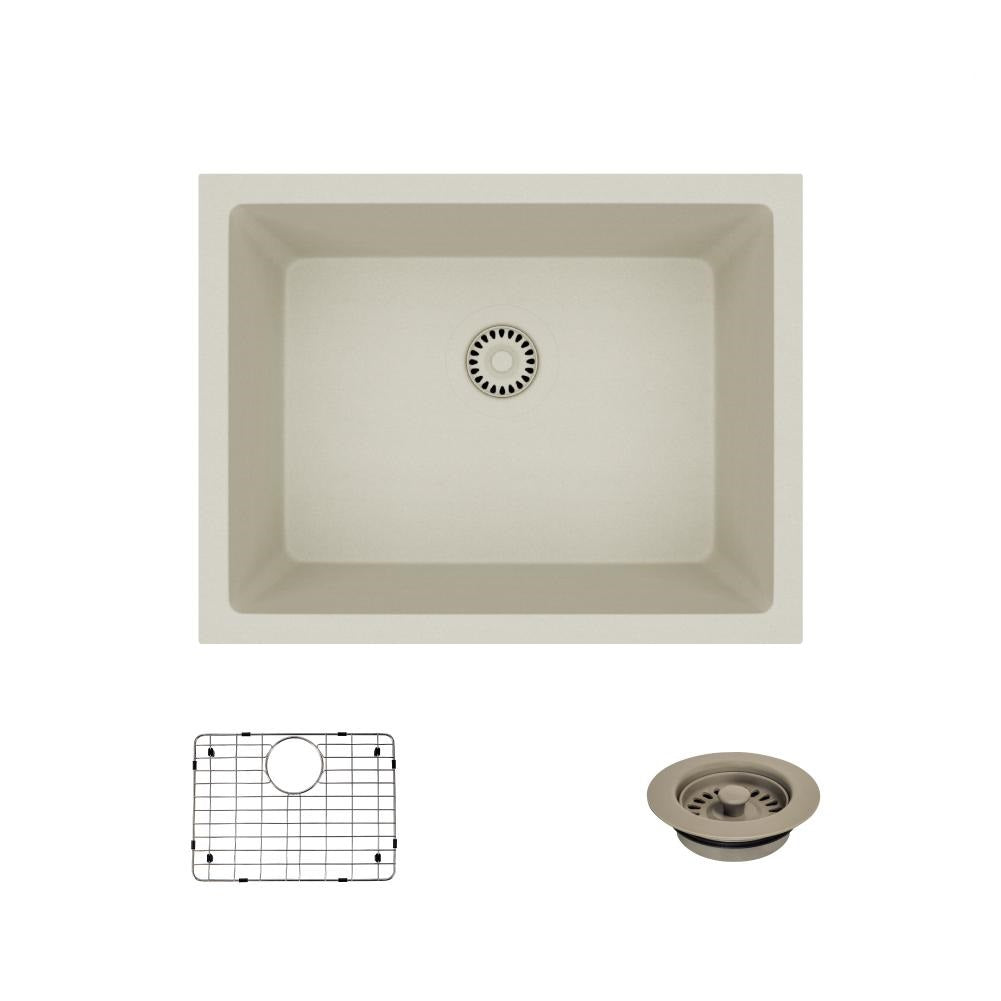 Rene 22" Composite Granite Kitchen Sink, Concrete, R3-1004-CON-ST-CGF - The Sink Boutique