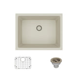 Rene 22" Composite Granite Kitchen Sink, Concrete, R3-1004-CON-ST-CGS - The Sink Boutique