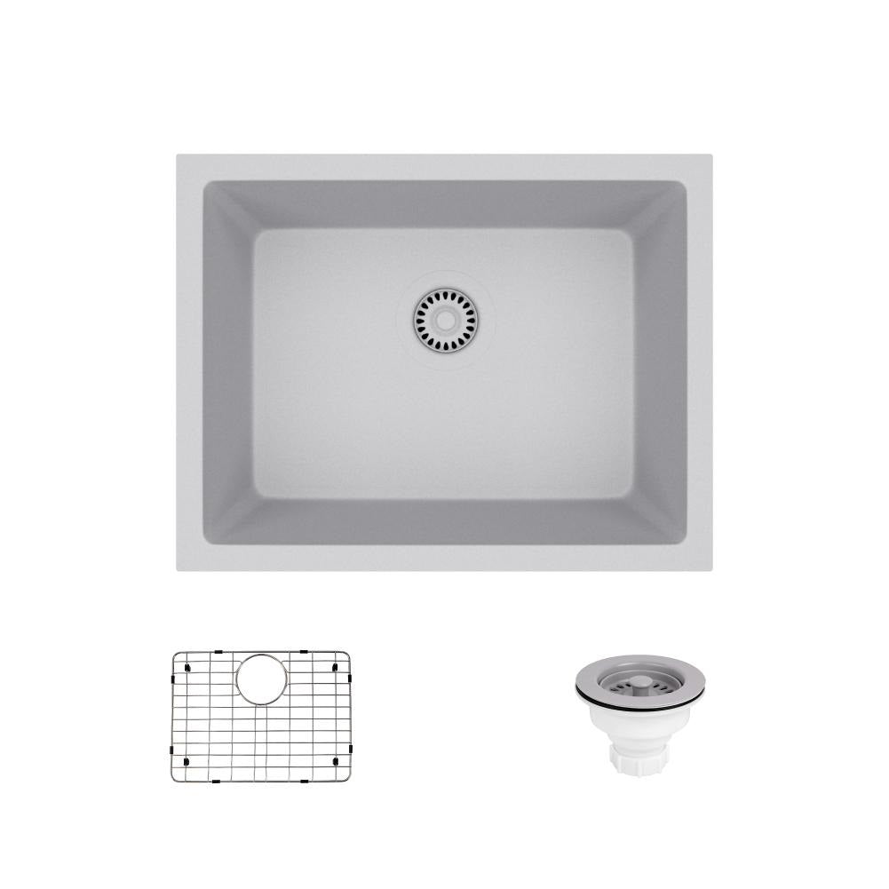 Rene 22" Composite Granite Kitchen Sink, Pewter, R3-1004-PWT-ST-CGS - The Sink Boutique