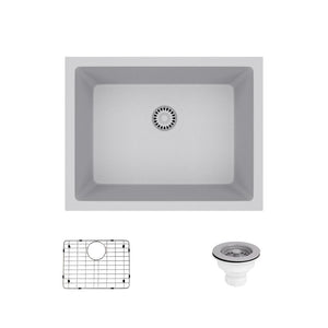 Alternate Image for Rene 22" Composite Granite Kitchen Sink, Pewter, R3-1004-PWT-ST-CGS