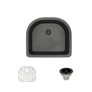 Alternate Image for Rene 25" Composite Granite Kitchen Sink, Carbon, R3-1005-CAR-ST-CGS