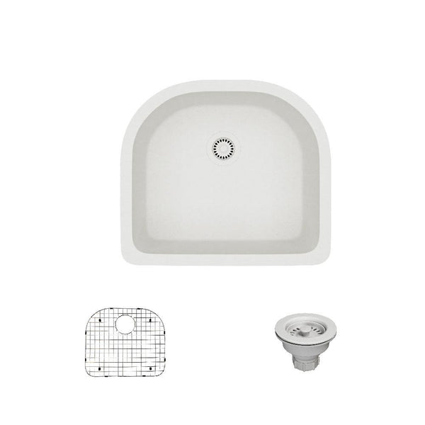Rene 25" Composite Granite Kitchen Sink, Ivory, R3-1005-IVR-ST-CGS - The Sink Boutique
