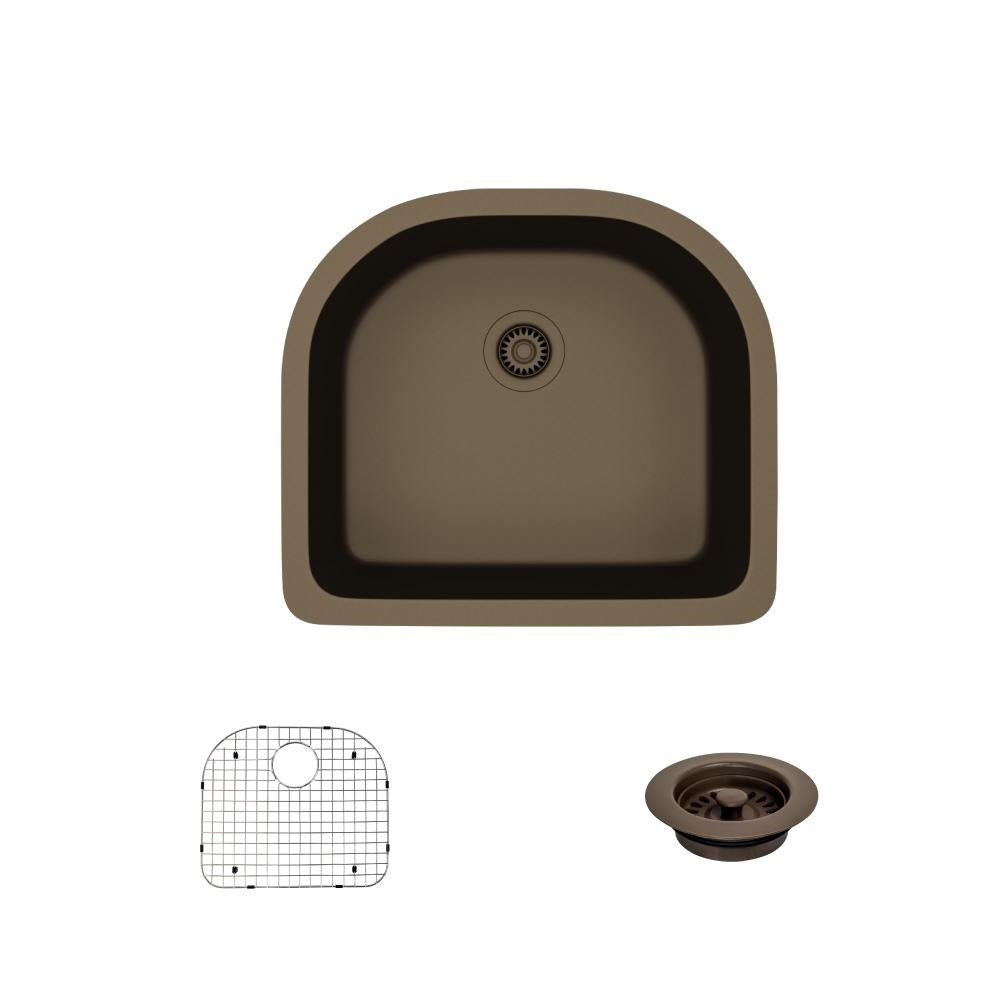 Rene 25" Composite Granite Kitchen Sink, Umber, R3-1005-UMB-ST-CGF - The Sink Boutique