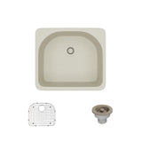 Rene 25" Composite Granite Kitchen Sink, Concrete, R3-2005-CON-ST-CGS - The Sink Boutique