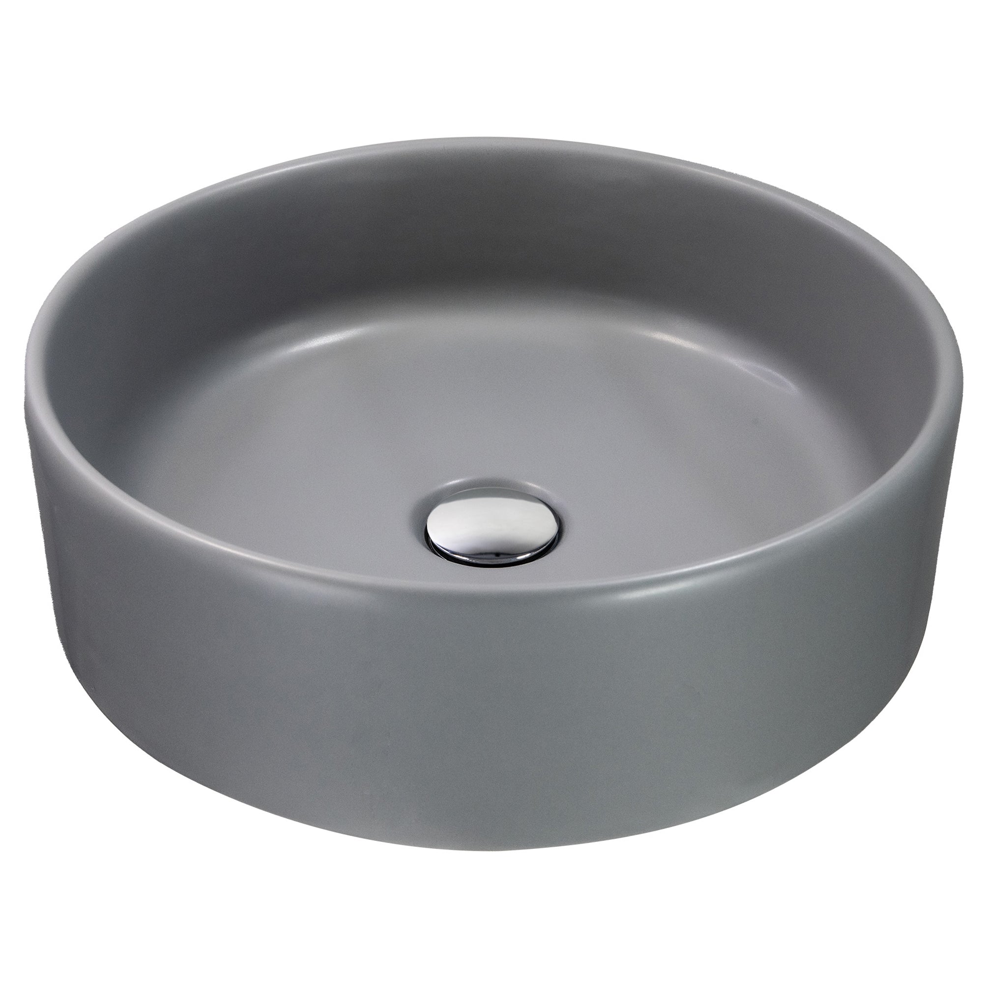 Main Image for Nantucket Sinks Regatta 15.75" Diameter Round Fireclay Bathroom Vessel Sink with Accessories, Matte Concrete, RC4011C