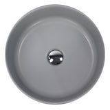 Nantucket Sinks Regatta 15.75" Diameter Round Drop In/Topmount Fireclay Bathroom Sink with Accessories, Matte Concrete, RC4011C
