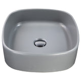 Nantucket Sinks Regatta 15.75" x 15.75" Square Drop In/Topmount Fireclay Bathroom Sink with Accessories, Matte Concrete, RC4033C
