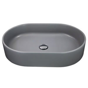 Alternate Image for Nantucket Sinks Regatta 23.75" x 15.75" Oval Fireclay Bathroom Vessel Sink with Accessories, Matte Concrete, RC5022C