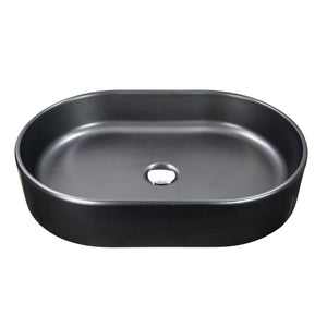 Alternate Image for Nantucket Sinks Regatta 23.75" x 15.75" Oval Fireclay Bathroom Vessel Sink with Accessories, Matte Black, RC5022MB