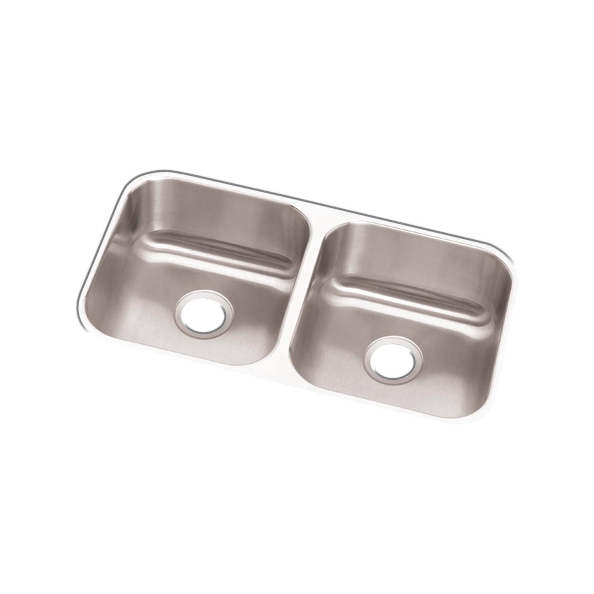 Elkay Dayton 32" Stainless Steel Kitchen Sink, 50/50 Double Bowl, Soft Satin, DCFU3118 - The Sink Boutique