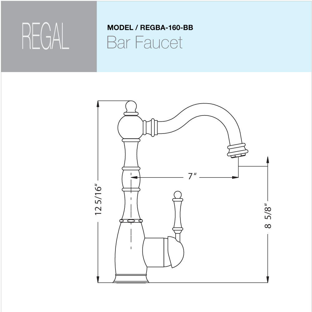 Houzer Regal Solid Brass Bar Faucet Antique Brass, REGBA-160-AB - The Sink Boutique