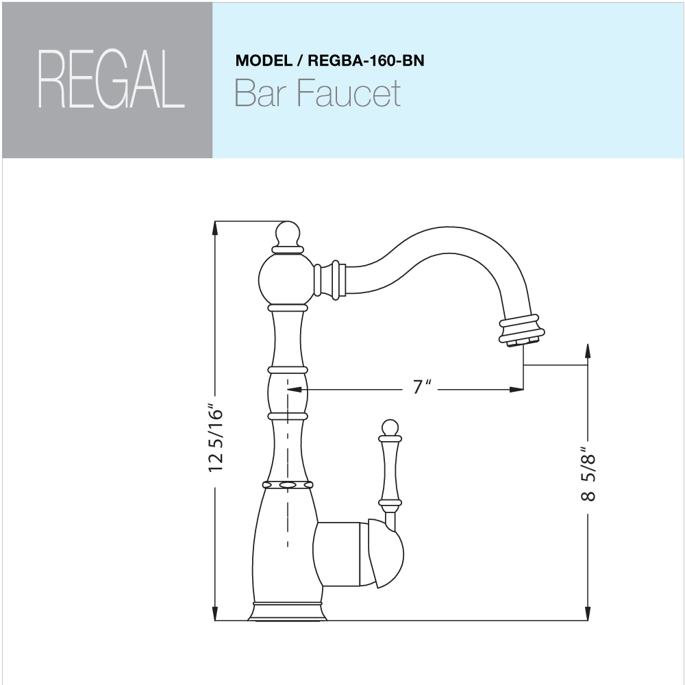 Houzer Regal Solid Brass Bar Faucet Brushed Nickel, REGBA-160-BN - The Sink Boutique