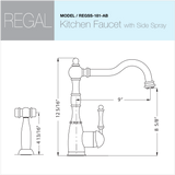 Houzer Regal Solid Brass Kitchen Faucet with Sidespray Antique Brass, REGSS-181-AB - The Sink Boutique