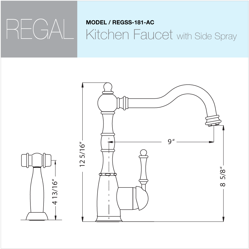 Houzer Regal Solid Brass Kitchen Faucet with Sidespray Antique Copper, REGSS-181-AC - The Sink Boutique