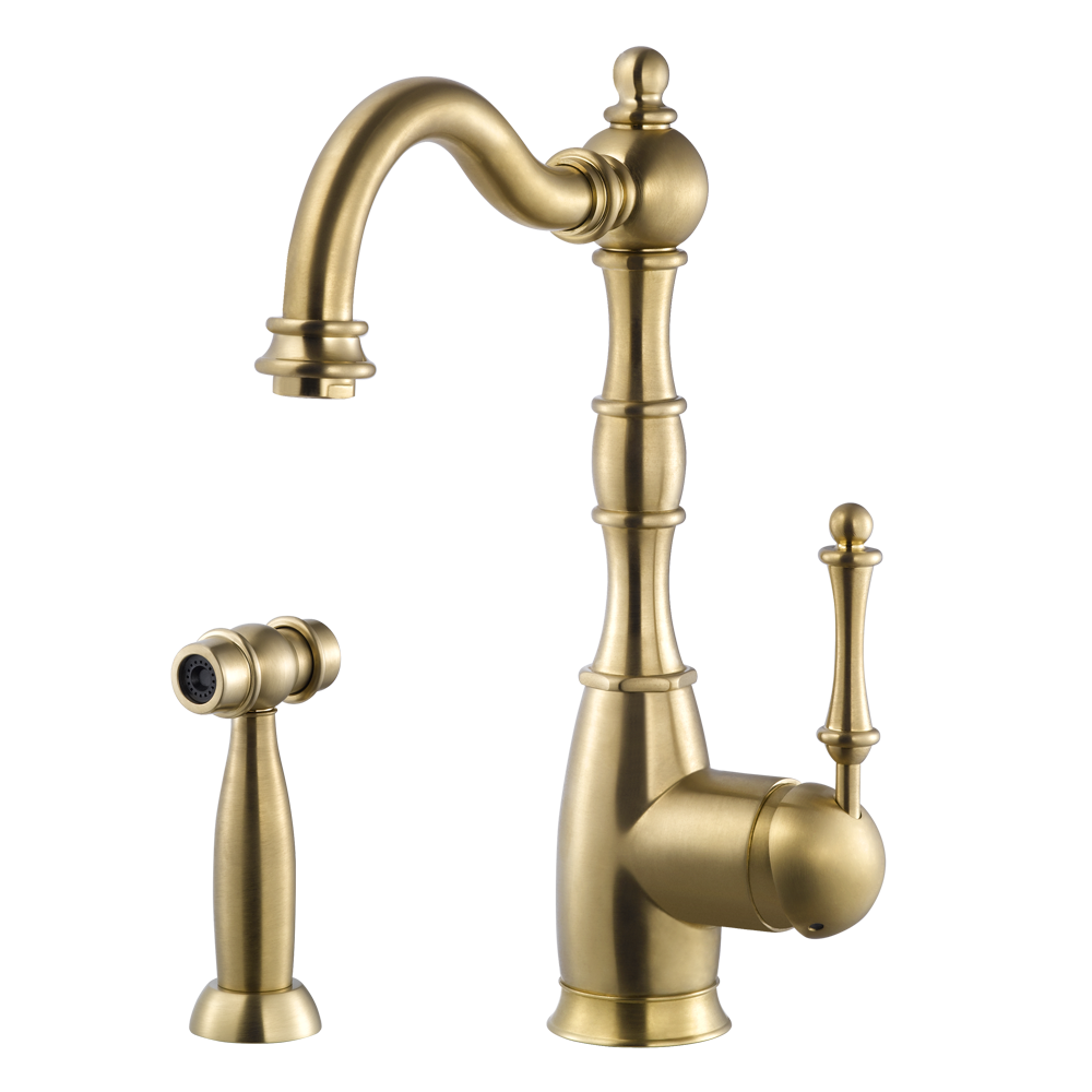 Houzer Regal Solid Brass Faucet Sidespray Brushed Brass Regss 181 Bb 1337