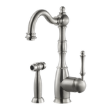 Houzer Regal Solid Brass Kitchen Faucet with Sidespray Brushed Nickel, REGSS-181-BN