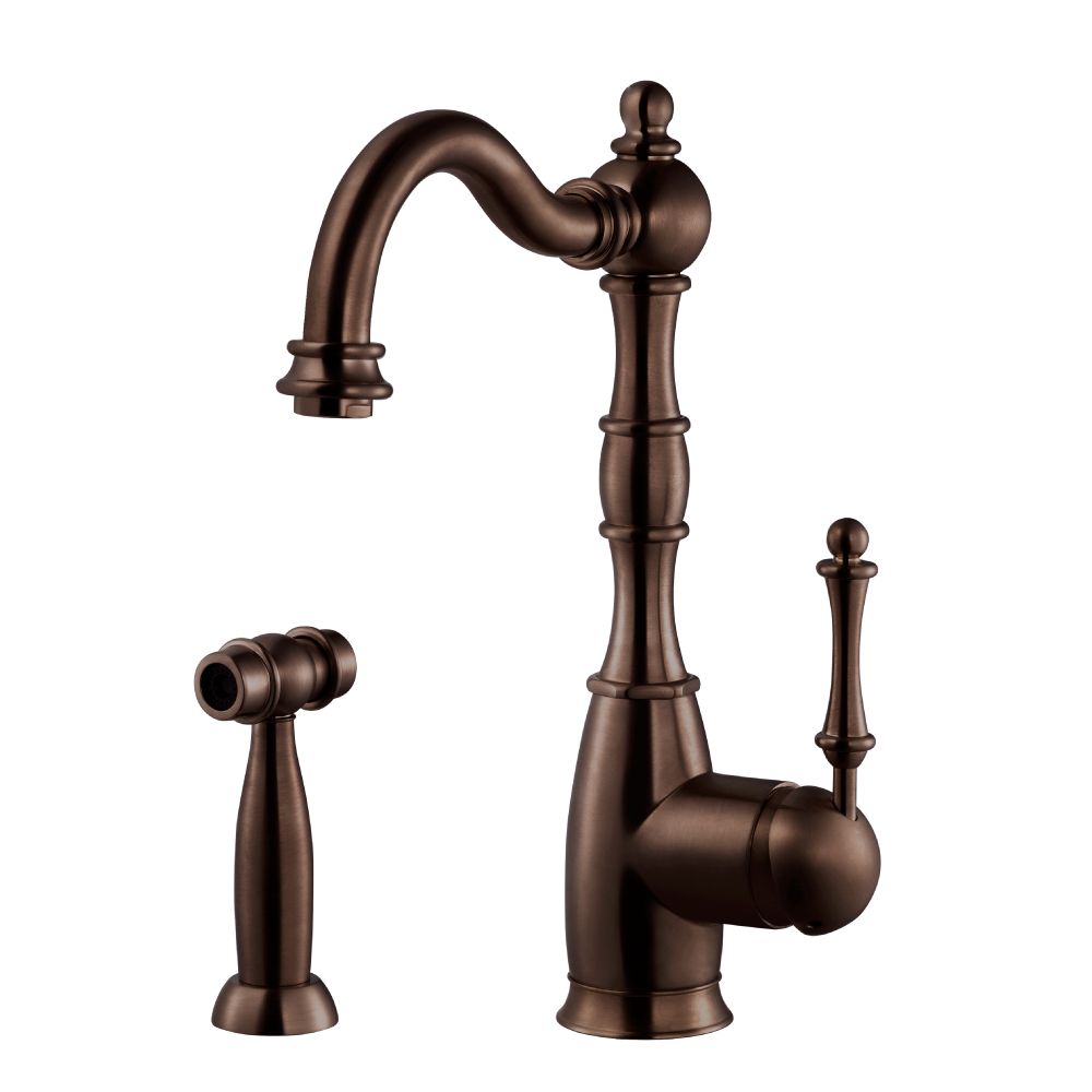 Houzer Regal Solid Brass Kitchen Faucet with Sidespray Oil Rubbed Bronze, REGSS-181-OB