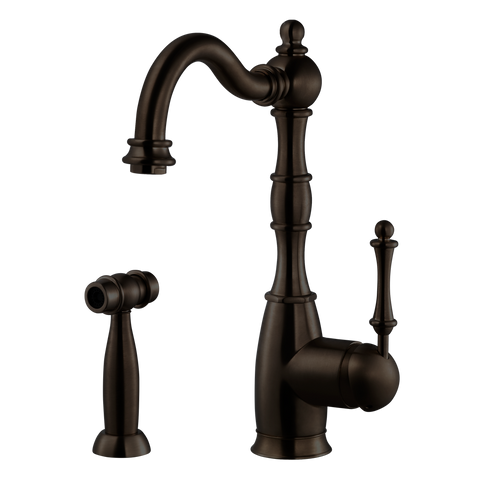 Houzer Regal Solid Brass Kitchen Faucet with Sidespray Oil Rubbed Bronze, REGSS-181-OB