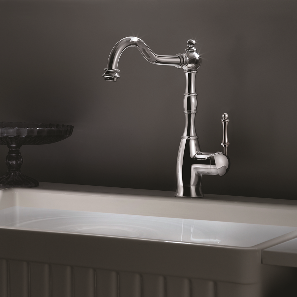 Houzer Regal Traditional Solid Brass Kitchen Faucet with Sidespray Polished Chrome, REGSS-181-PC
