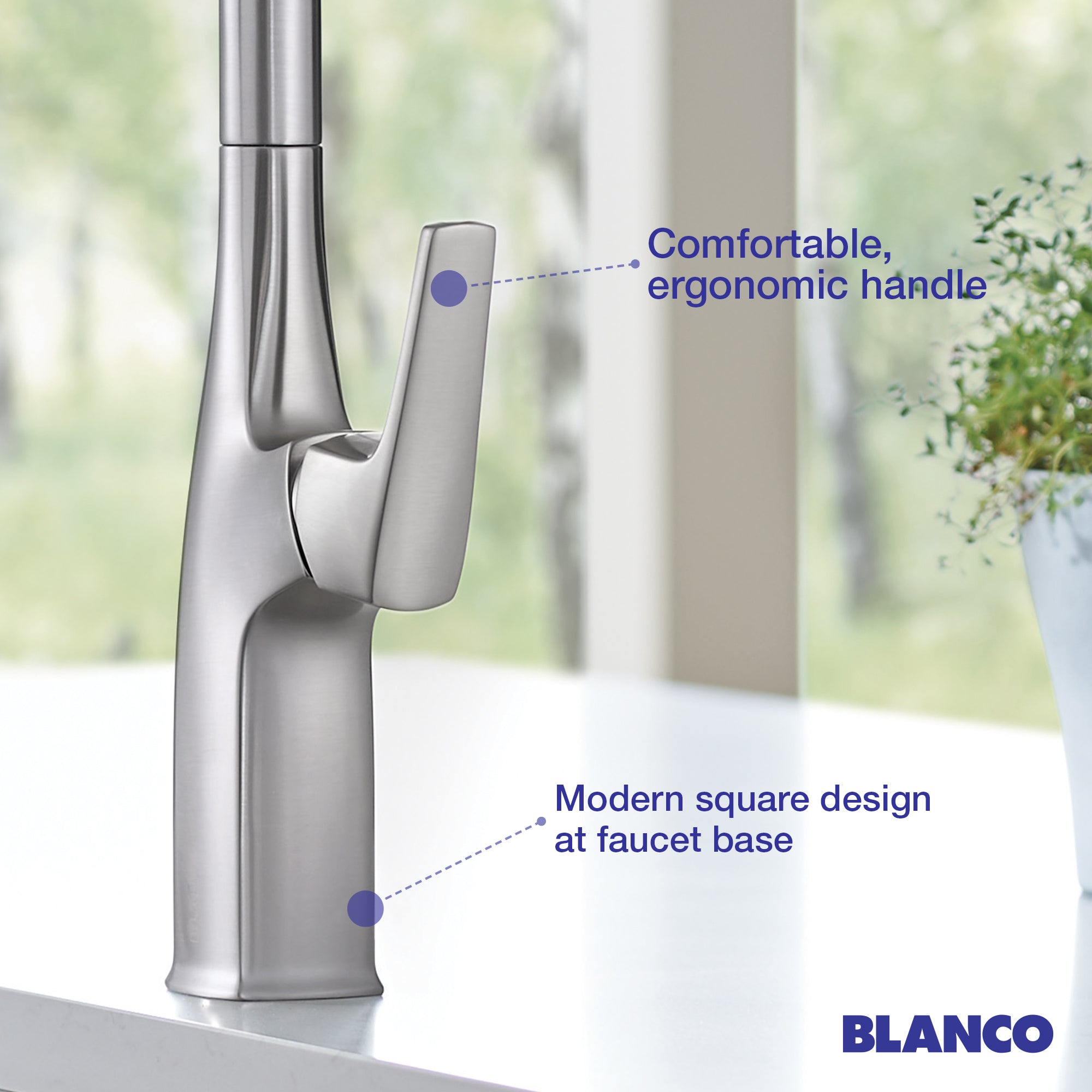 Blanco Rivana 1.5 GPM Brass Kitchen Faucet, Semi-Pro, Stainless, 442676