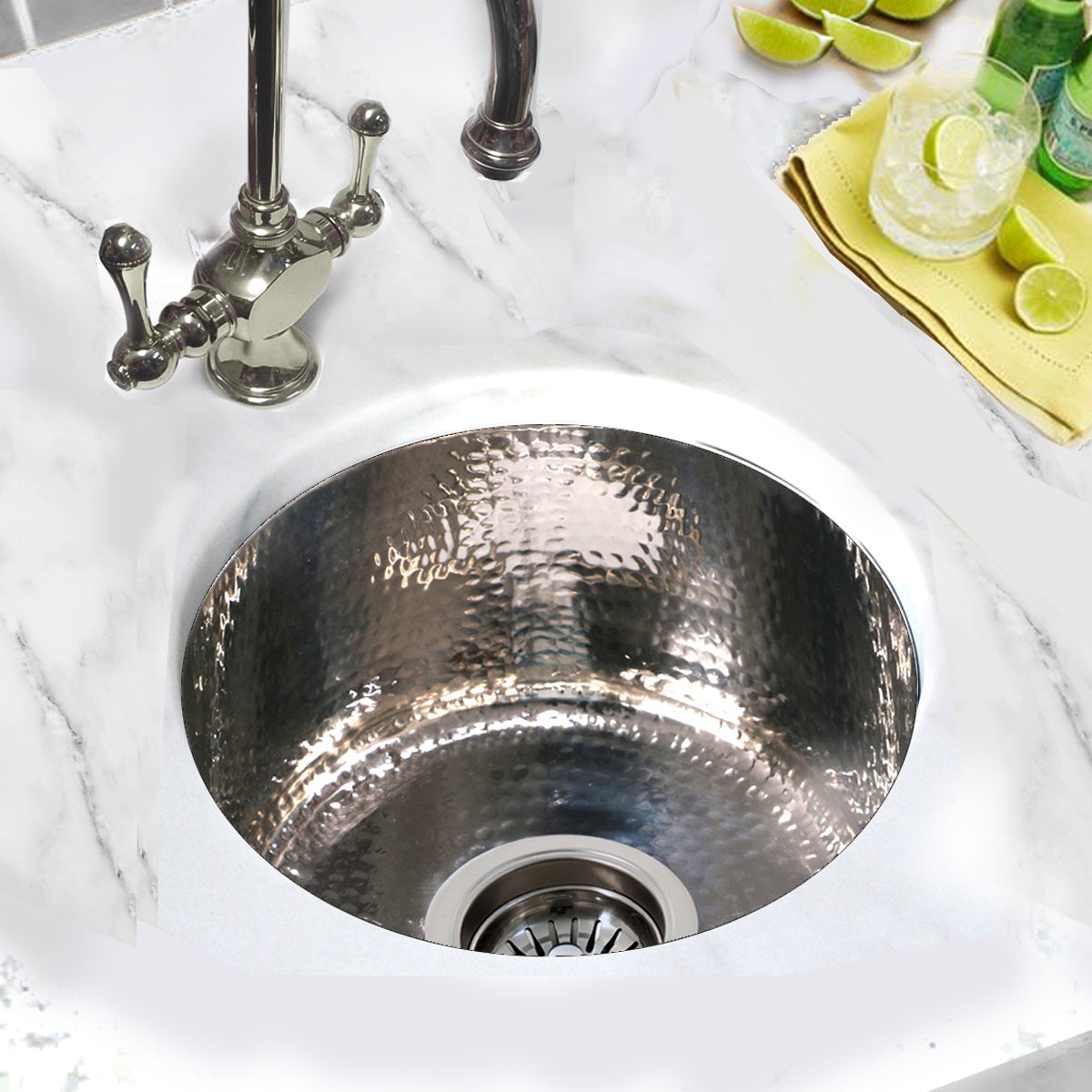 Nantucket Sinks Brightwork Home 15" Round Stainless Steel Bar/Kitchen Sink, 18 Gauge, RS15-SS