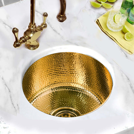 Alternate Image for Nantucket Sinks Brightwork Home 15" Round Brass Bar/Kitchen Sink, RS15-UB