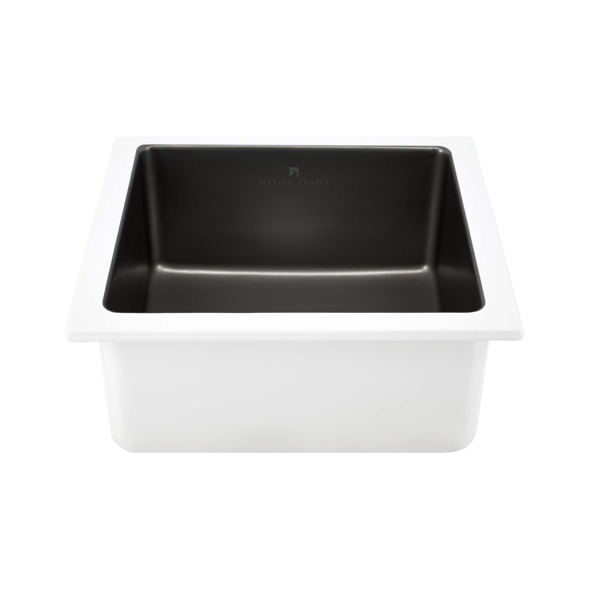 Native Trails Reveler 16" Square Fireclay Bar/Prep Sink, Gunmetal, PMB1515-M