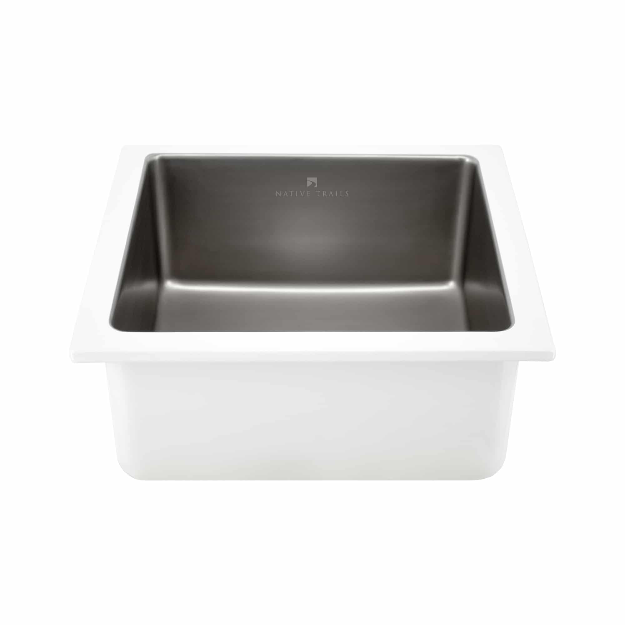 Native Trails Reveler 16" Square Fireclay Bar/Prep Sink, Platinum, PMB1515-P