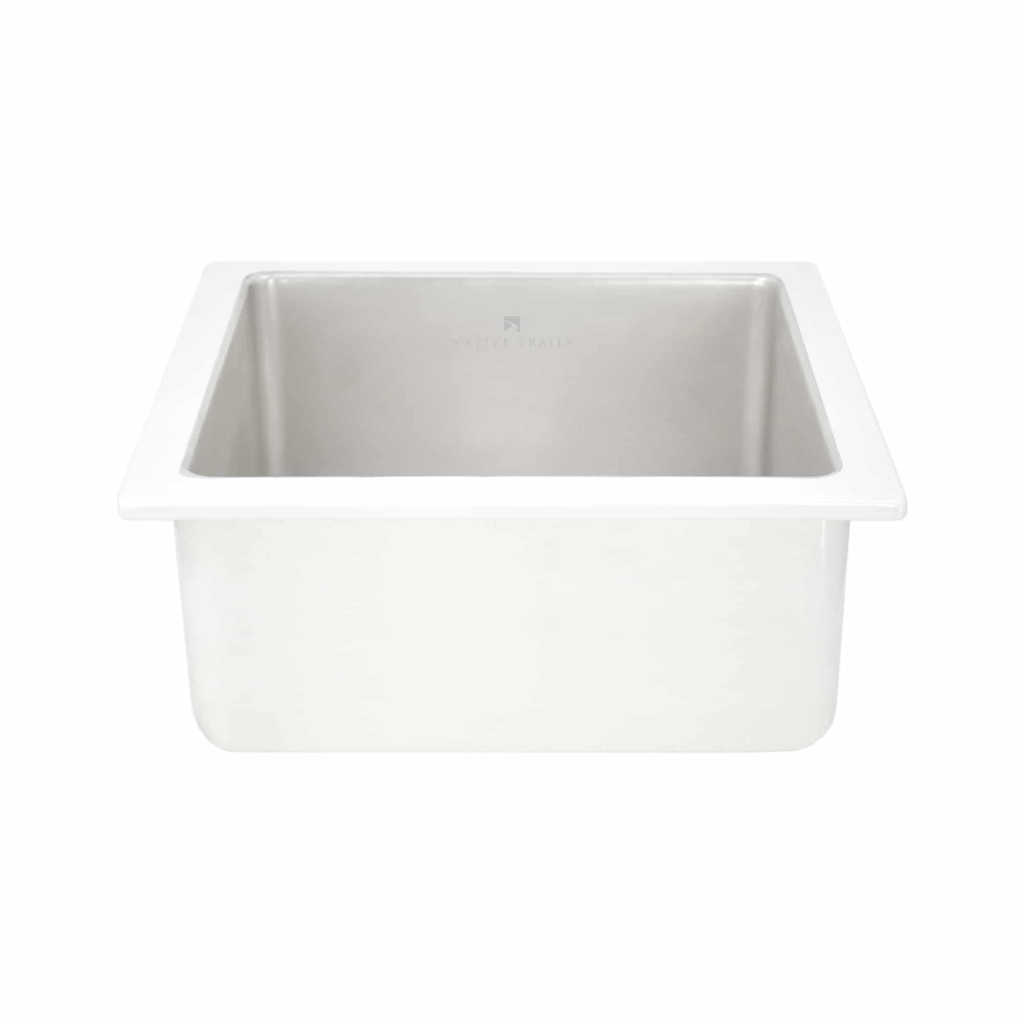 Native Trails Reveler 16" Square Fireclay Bar/Prep Sink, Silver, PMB1515-S