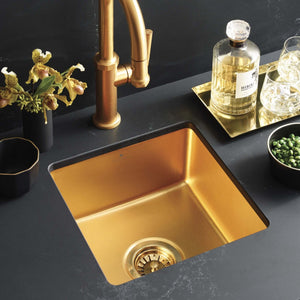 Alternate Image for Native Trails Reveler 16" Square Fireclay Bar/Prep Sink, Matte Gold, PMB1515-G