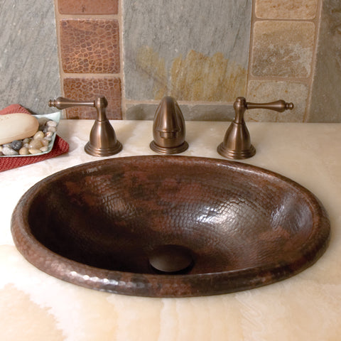 Native Trails Rolled Baby Classic 16" Oval Copper Bathroom Sink, Antique Copper, CPS239