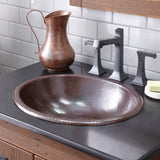 Native Trails Rolled Classic 19" Oval Copper Bathroom Sink, Antique Copper, CPS240