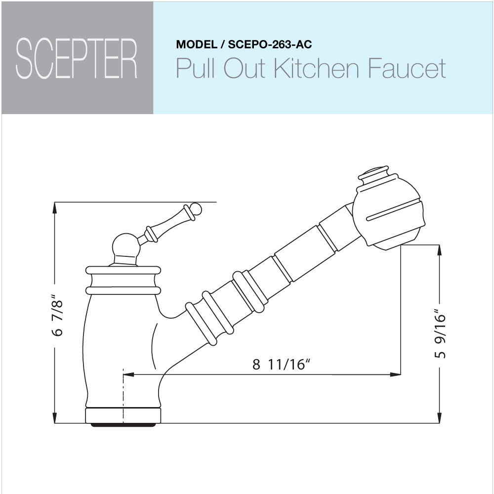 Houzer Scepter Pull Out Solid Brass Kitchen Faucet Antique Copper, SCEPO-263-AC - The Sink Boutique