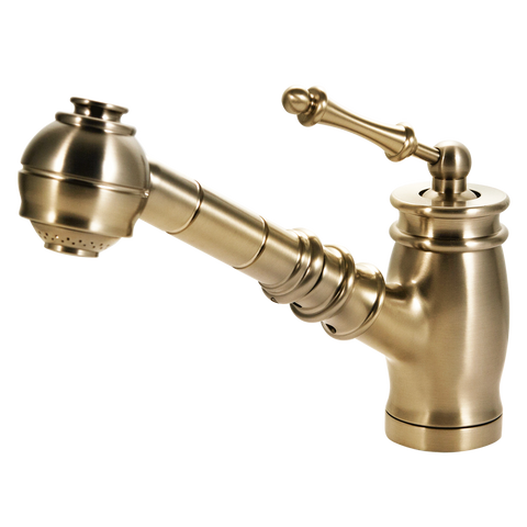 Houzer Scepter Pull Out Solid Brass Kitchen Faucet Brushed Brass, SCEPO-263-BB