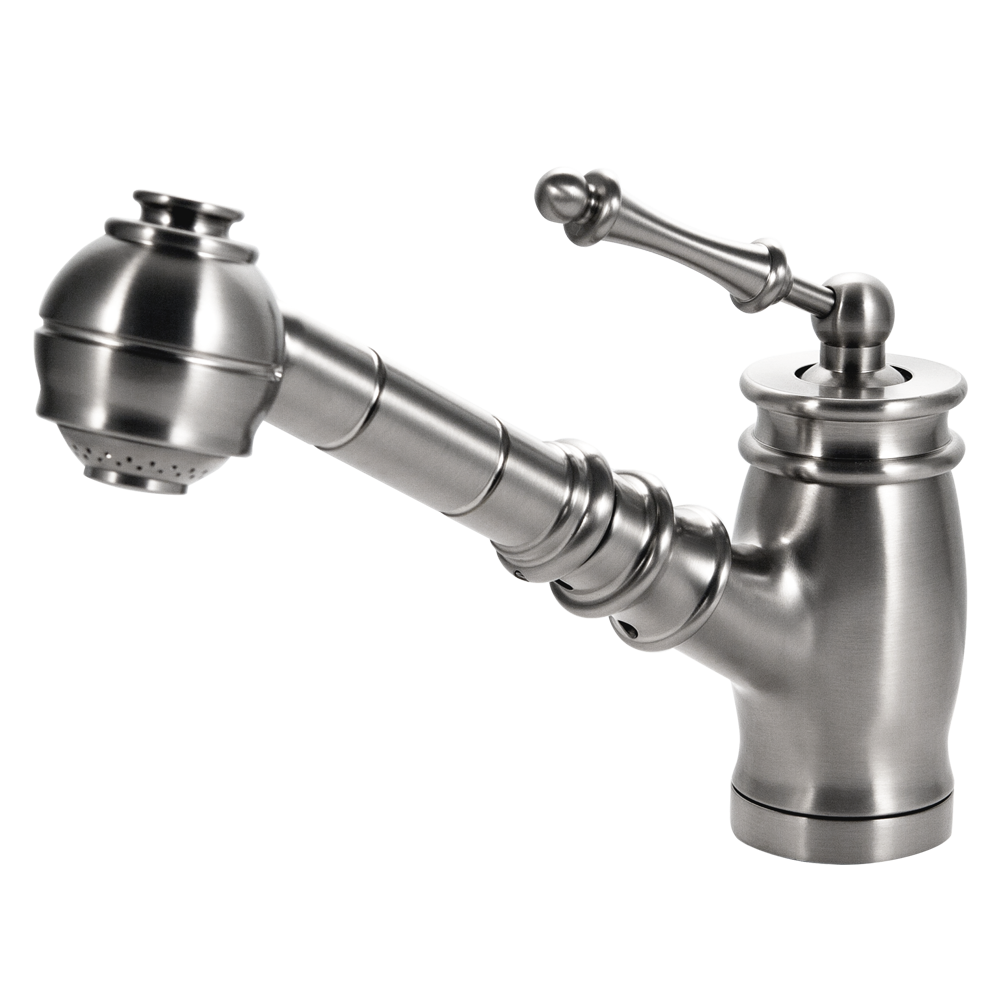 Houzer Scepter Pull Out Solid Brass Kitchen Faucet Brushed Nickel, SCEPO-263-BN